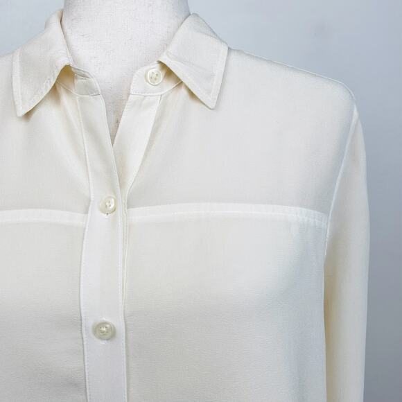 Spanx Low Maintenance Silk Pale Yellow Button-Up Blouse Shirt - Picture 5 of 8